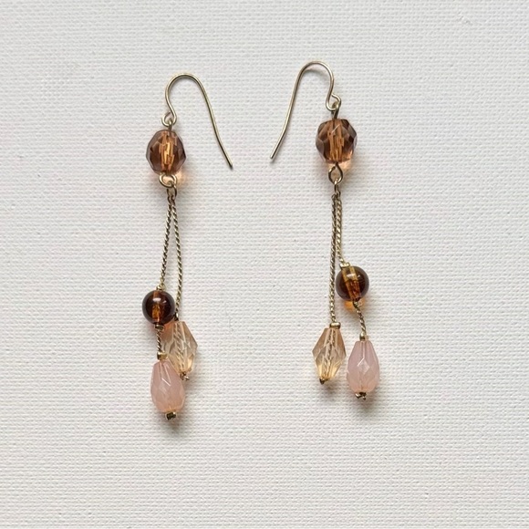 Jewelry - Boho Glass Bead Dangle Earrings – Gold Tone